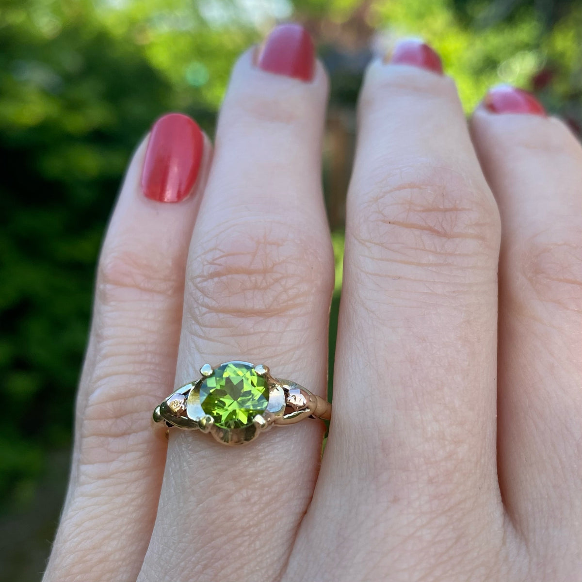 Summery Green Peridot Solitaire Ring