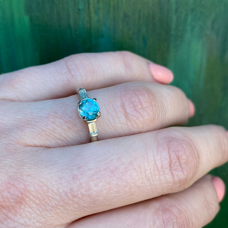 Glacial Beauty Natural Blue Zircon & Diamond Ring