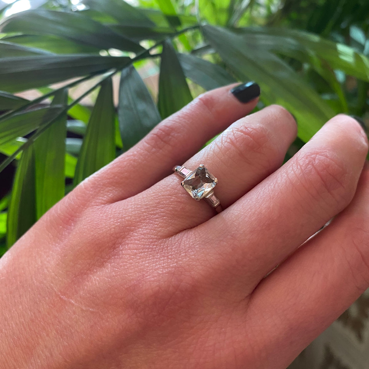 Fab Vintage Aquamarine Scissor Cut Engagement Ring
