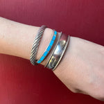 Slim Sterling Cuff with Lucid Blue Turquoise Inlay