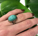 Unique Carved Amazonite Deco Ring