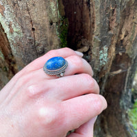 Ornate Austrian Sodalite Ring in Silver