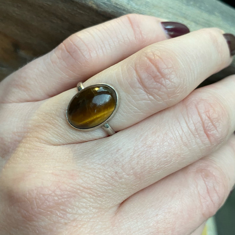 Recycled Sterling and Vintage Tigers Eye Ring