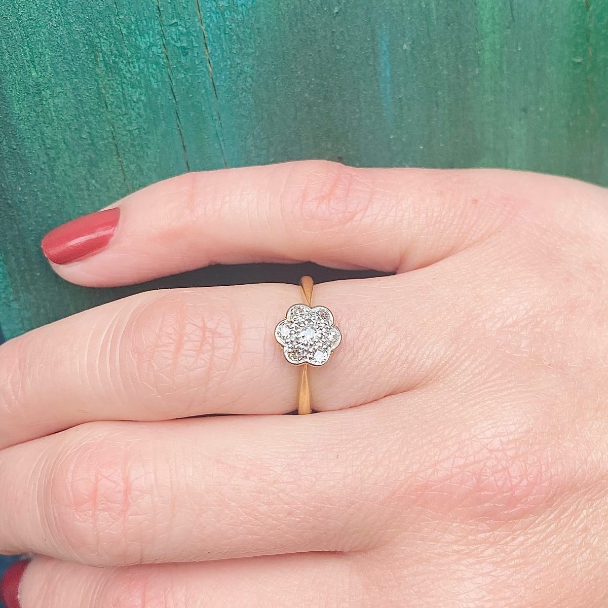 Sweet 1930s Diamond Cluster Blossom Ring