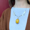 Modernist Amber & Silver Pectoral Necklace