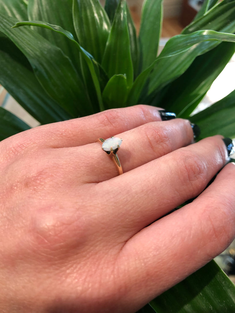 Vintage Rose Gold Opal Marquis Solitaire