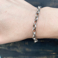Vintage Silver Oval Cable Link Chain Bracelet