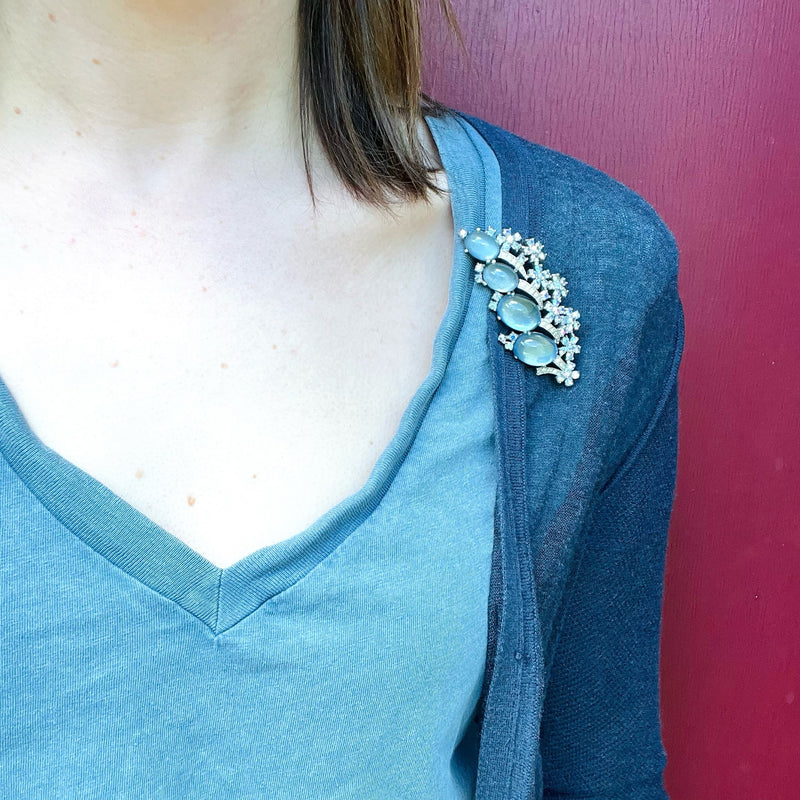 Iridescent Blue Jomaz 1950s Brooch