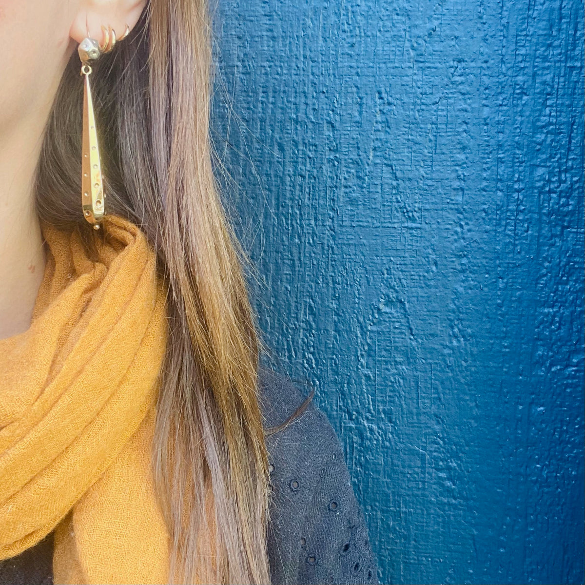 Dimpled Gold 19thc Pendulous Earrings