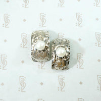 Dramatic Silver & Pearl Brutalist Earrings