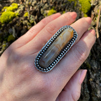 Leopard Agate Sugar Loaf Knuckleduster Ring