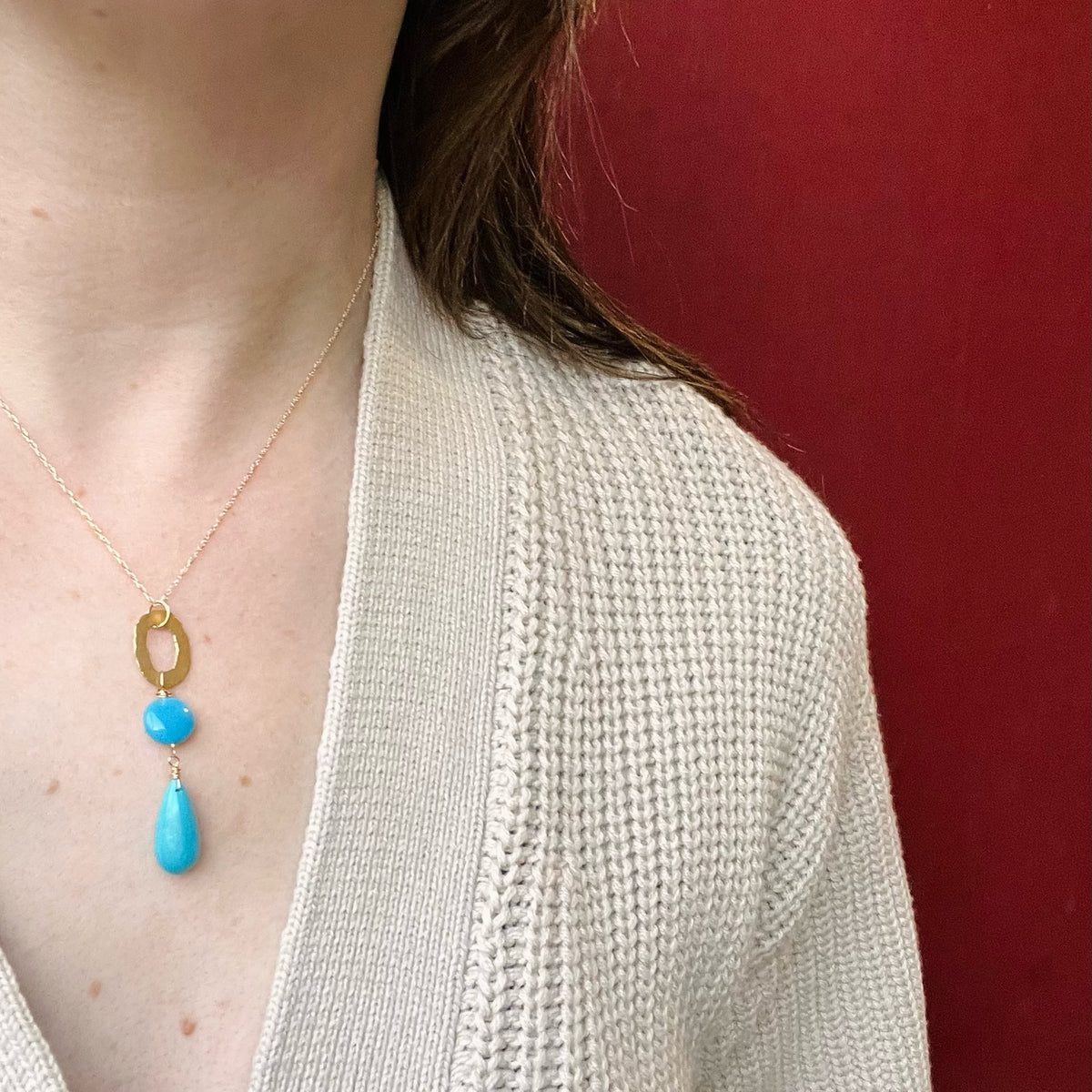 Incredible Blue Turquoise & Forged Gold Necklace by brunet