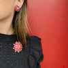 Kaleidoscopic Pink Rhinestone Brooch & Earring Set