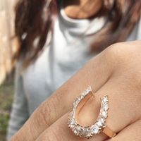 Old Mine Diamond Encrusted Horseshoe Ring from the 1800's