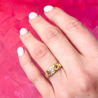 Sculpted 18ct Gold Diamond & Ruby English Band
