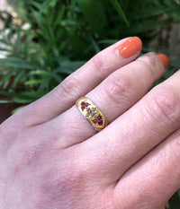 Glowing Gold Band Rose Cut Diamonds and Rubies circa 1891
