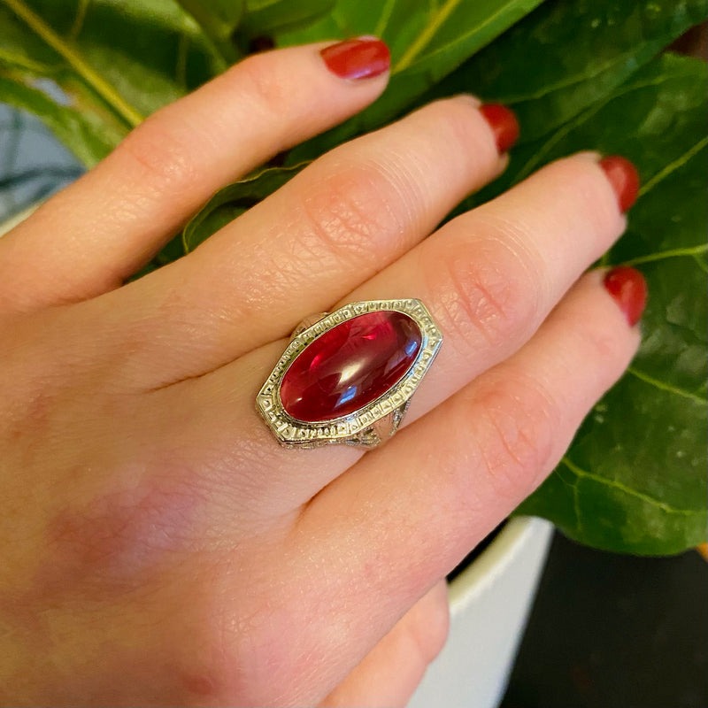 Magical Glowing Garnet Filigree Ring