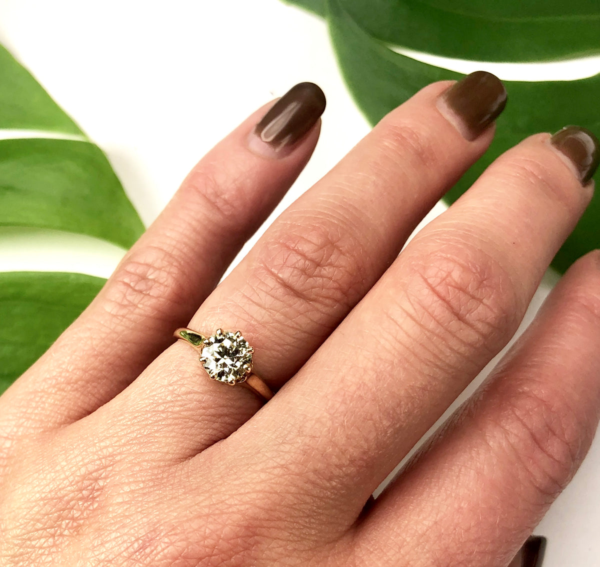 Fancy Light Yellow Old Euro Diamond Engagement Ring