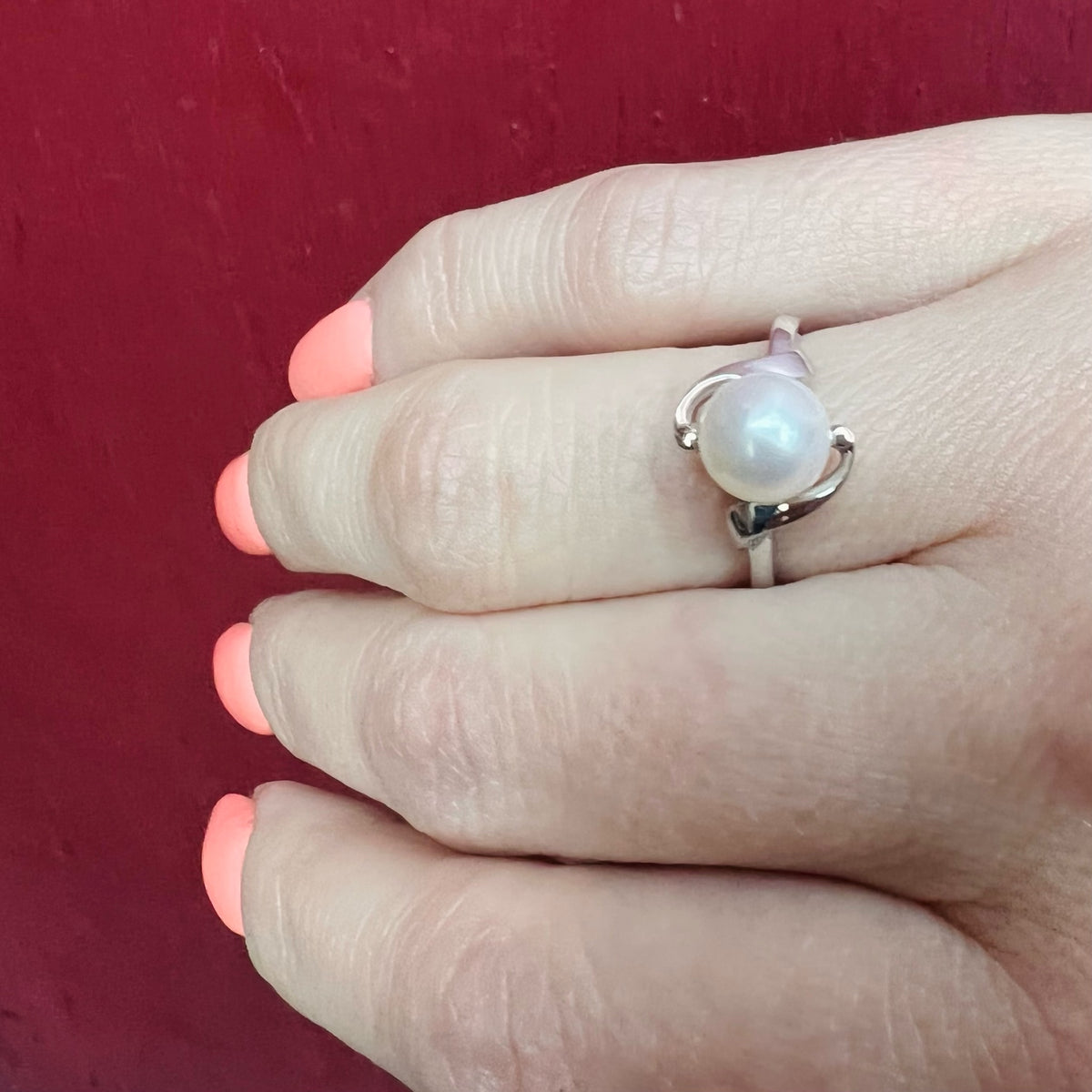 Mikimoto Pearl in Sterling Silver Bypass Ring