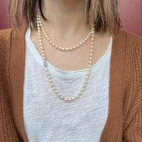 Luxurious Long Platinum Clasped Pearls