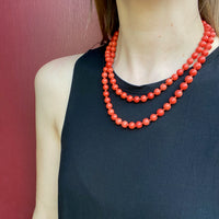 Intense Red Antique Organic Bead Necklace