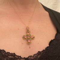 Georgian Foiled Topaz and Emerald Pendant