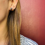 Decadent Dark Grey Pearl Studs in Gold