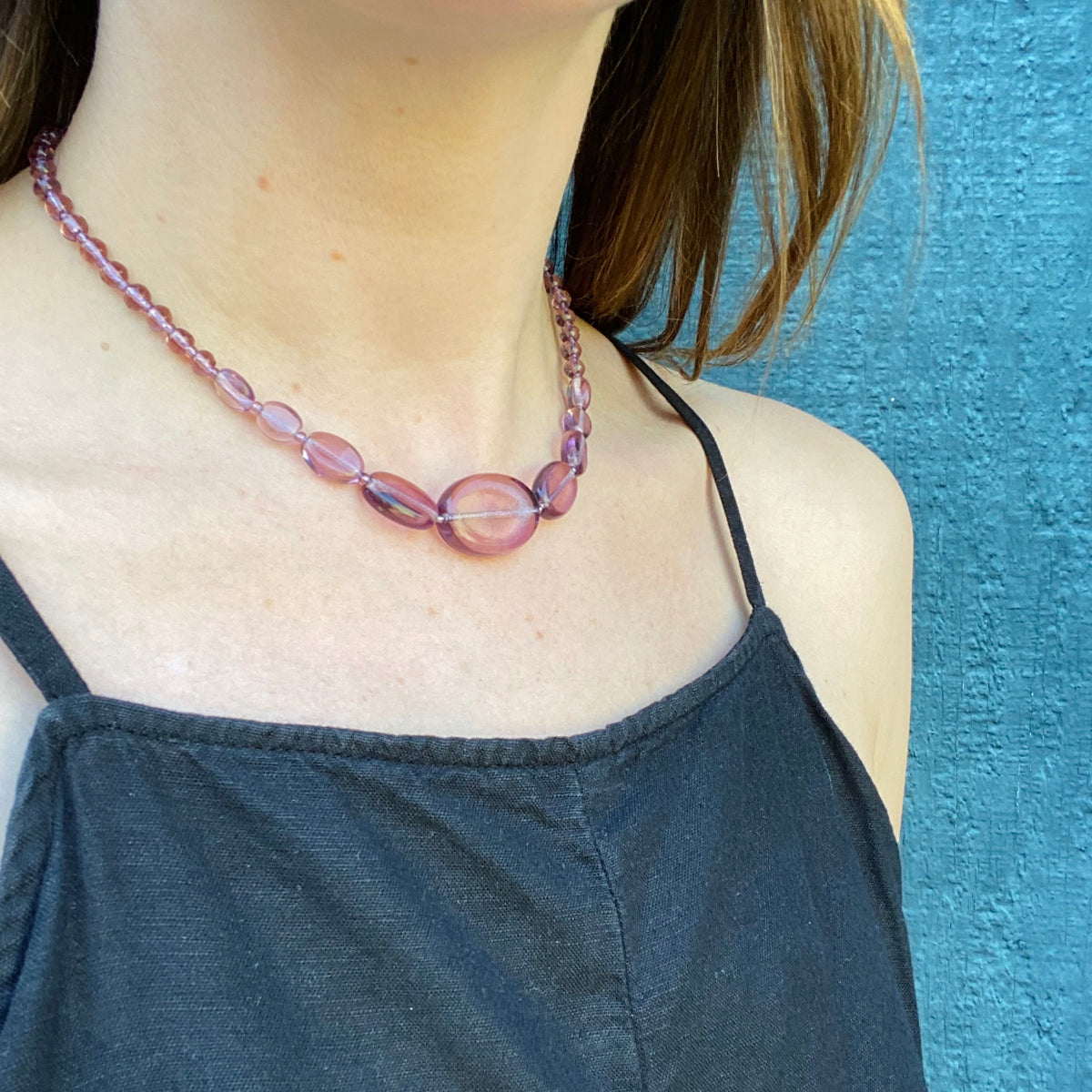 Purple Art Deco Glass Bead Choker