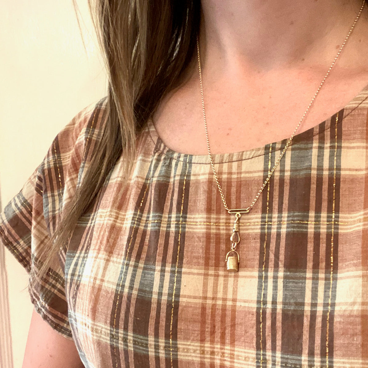 Gold Bucket Charm with Rustic Detail