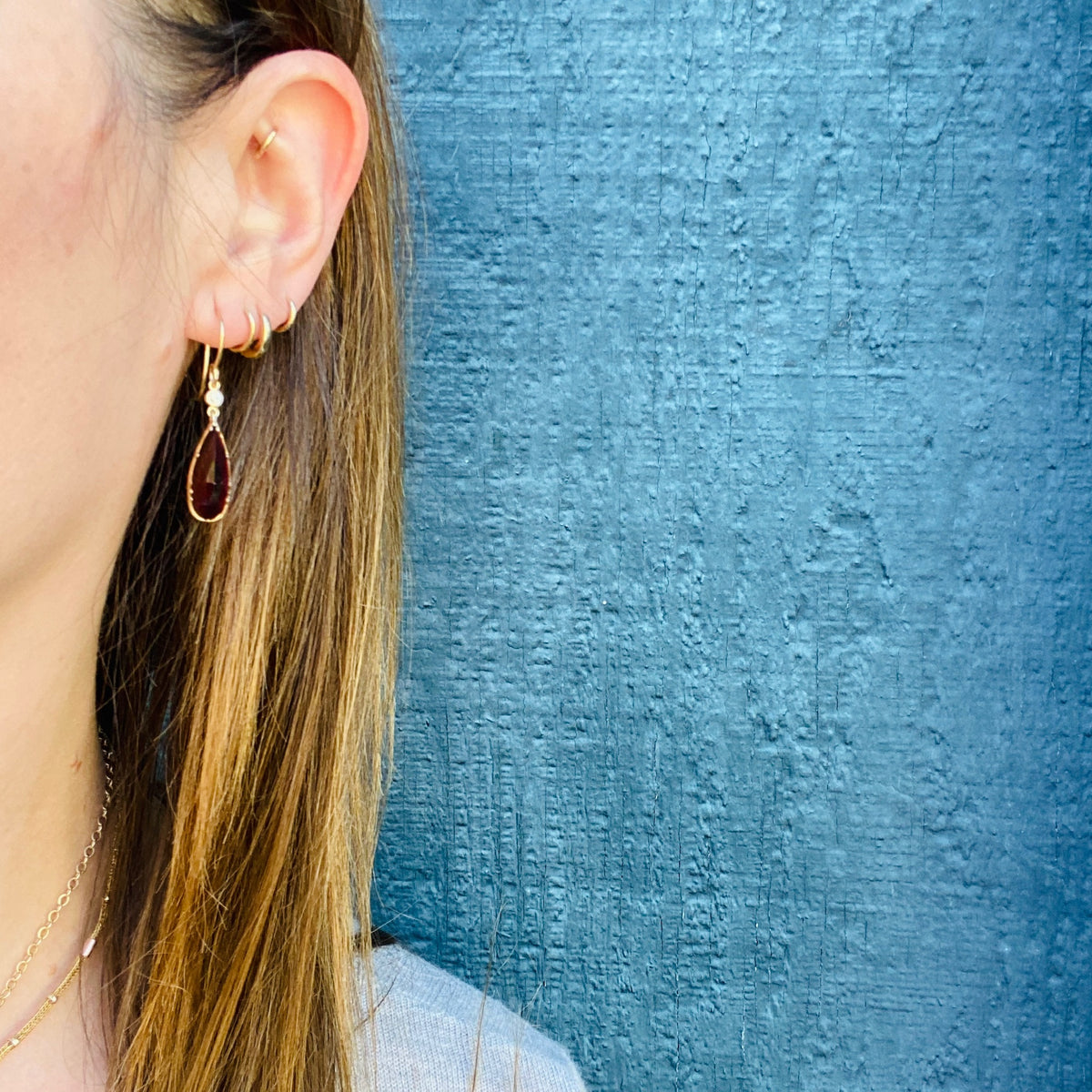 Elegant Hand Crafted Rose Cut Garnet and Diamond Earrings