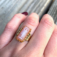 Veiled Maiden Cameo in Aesthetic Movement Ring