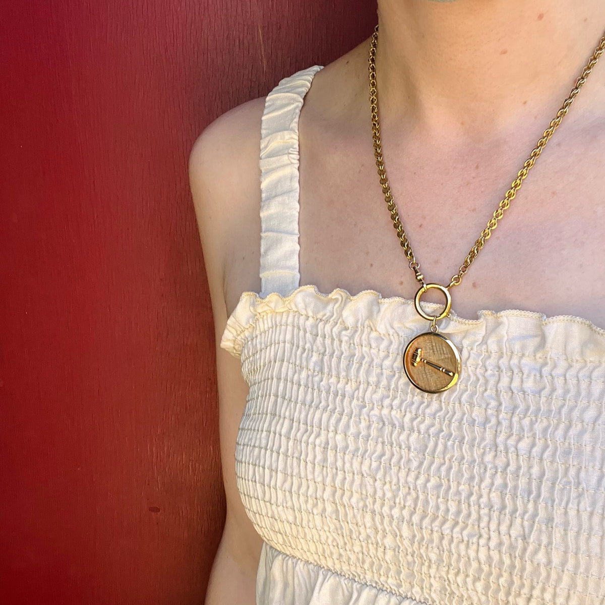 Here Comes the Judge Gold Gavel Pendant