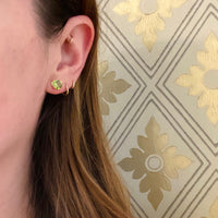 Heart Shaped Peridot Gold Stud Earrings