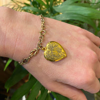 Green & Rose Gold Knot Bracelet with Heart Shaped Locket