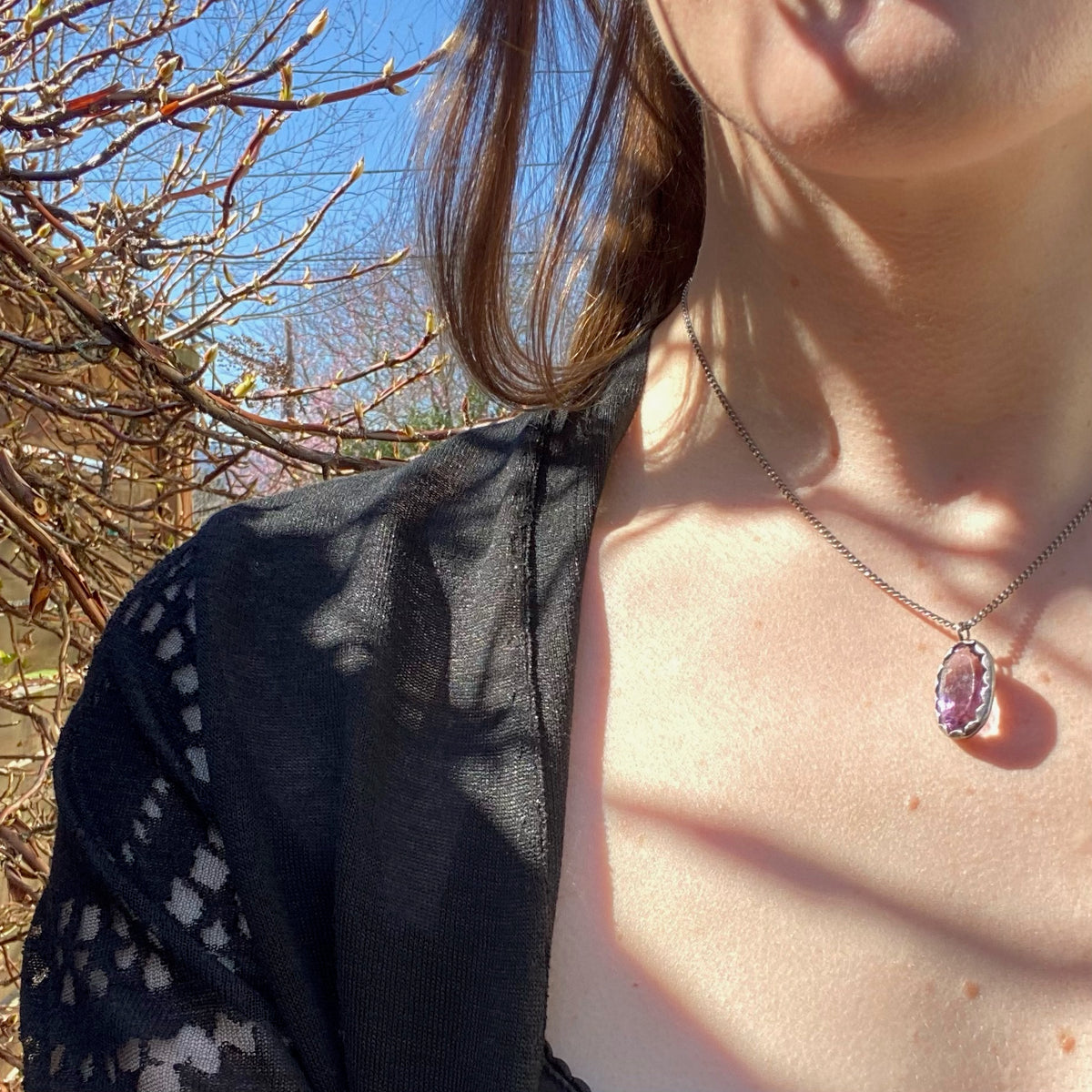 Siberian Amethyst Pendant in Sterling Silver