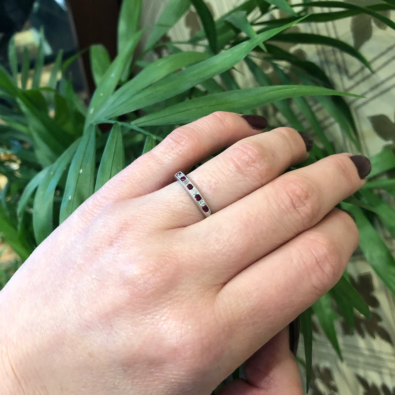 1940's Ruby and Diamond Platinum Wedding Band