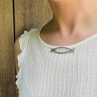 Pretty Paste & Sterling Victorian Pin