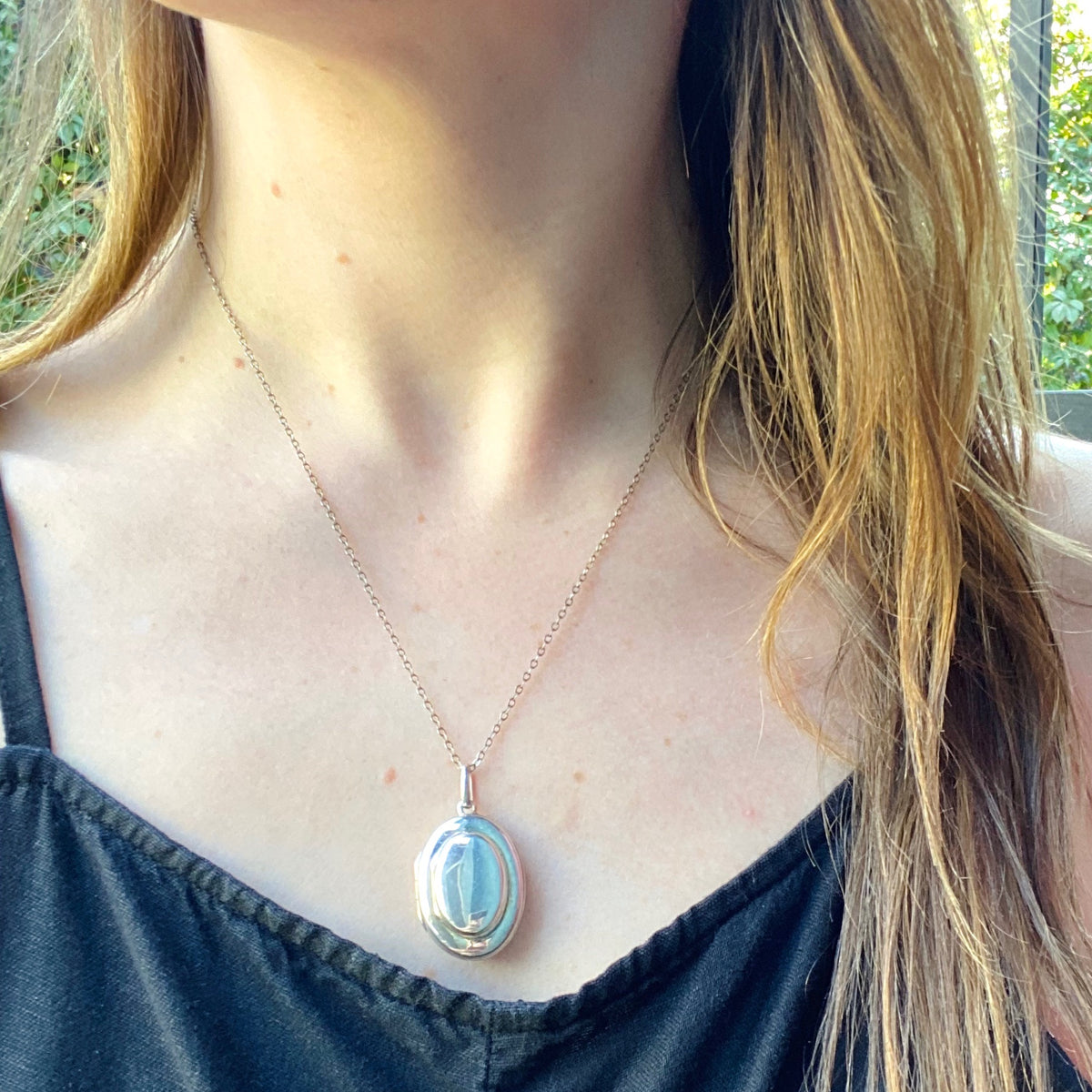 Vintage Double Sided Oval Sterling Locket
