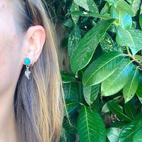 Sweet Leaf Dangle Earrings in Silver & Turquoise