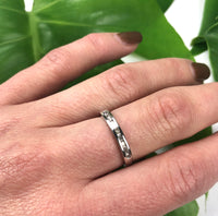 Vintage Platinum Band set with Round and Baguette Diamonds