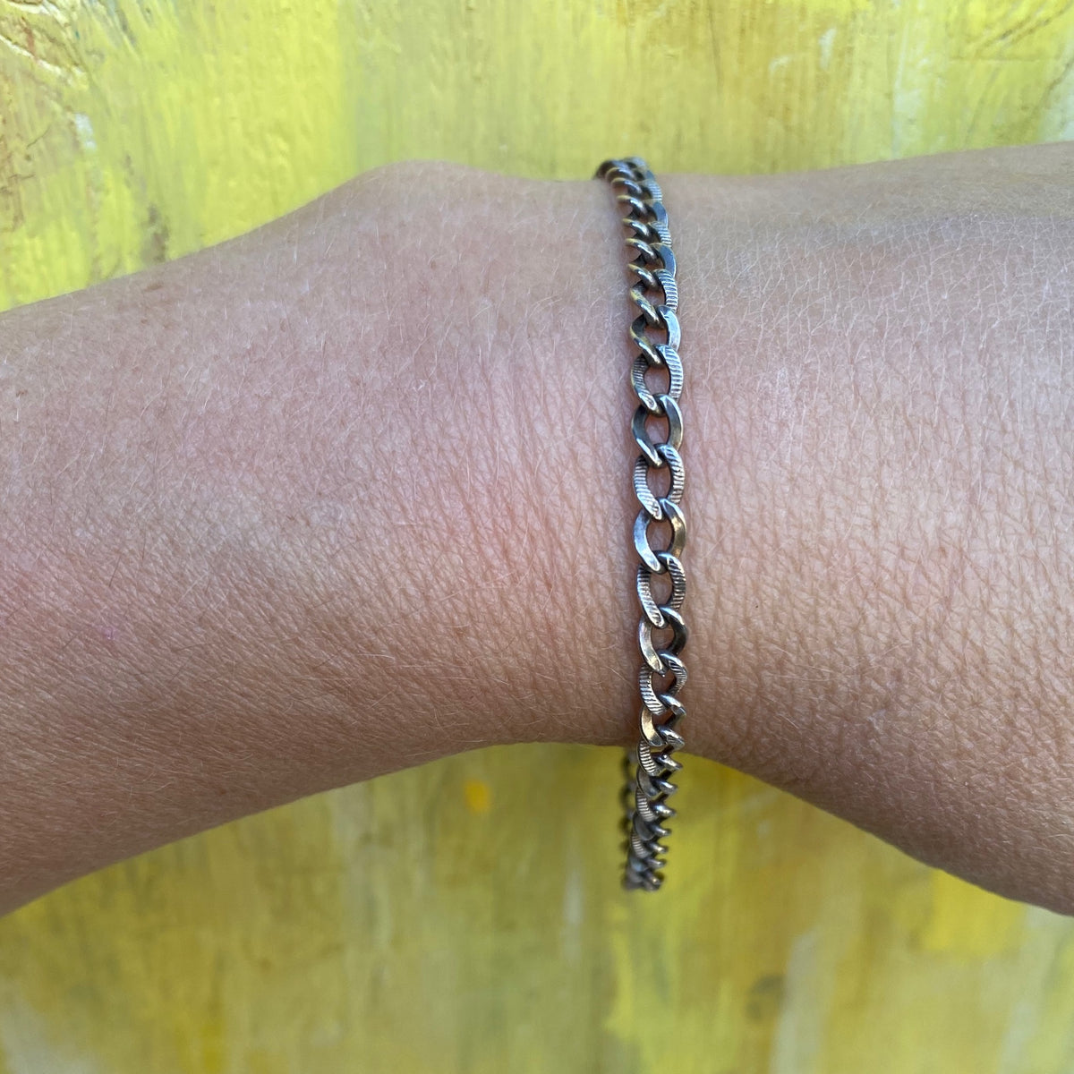 Vintage Engraved Curb Link Silver Bracelet