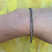 Vintage Engraved Curb Link Silver Bracelet