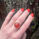 Spicy Carnelian Cabochon in Elegant Gold Ring