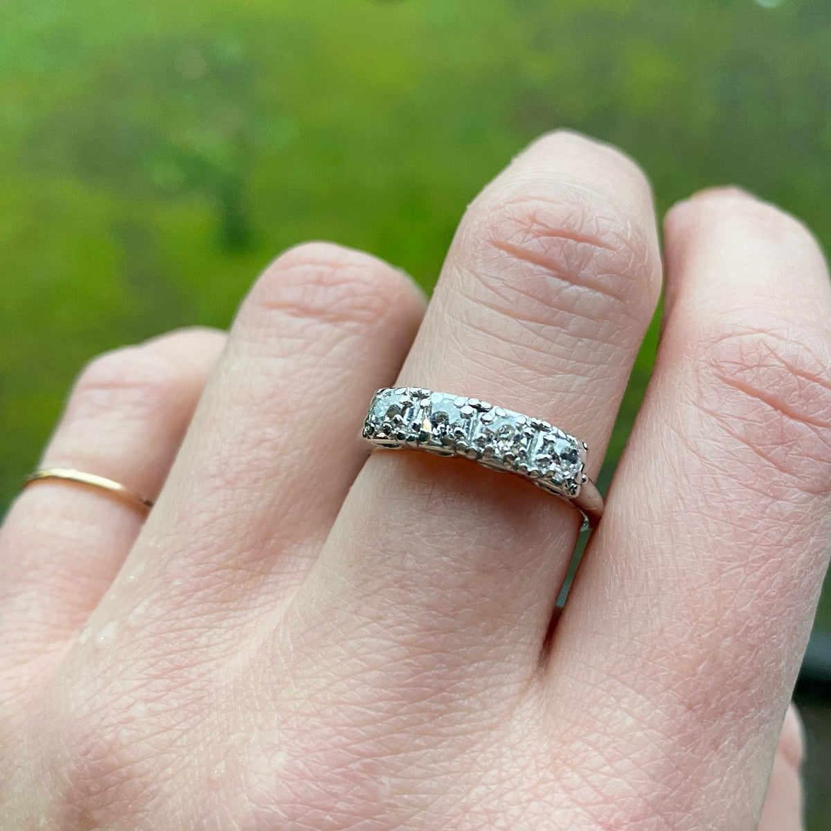 Old Mine Cut Diamond Platinum Band