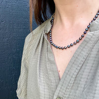 Decadent Princess Length Black Pearl Necklace