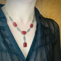 Gorgeous Carnelian & Silver Necklace with Marcasite