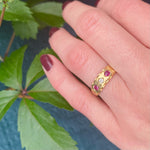 Victorian Ruby & Diamond Sculpted 18ct Gold Band