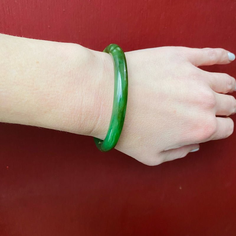 Stunning Deep Green Jade Bangle c. 1920