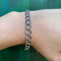 Double Rope Link Sterling Charm Bracelet