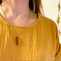 Red Sparked Amber & Silver Bead Necklace by Ancient Influences